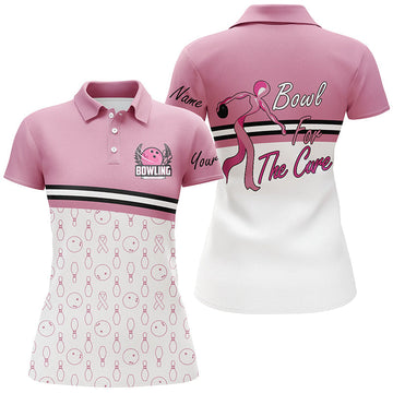 Women's Pink Breast Cancer Awareness Bowling Polo Shirt N6337
