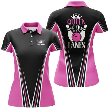 Women's Pink Short Sleeve Bowling Polo Shirt N5211