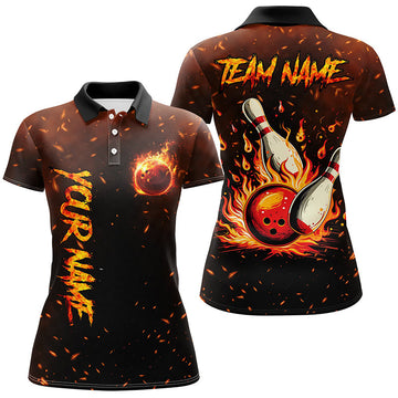 Flame Bowling Polo for Women - Custom Quarter-Zip Jersey N7601