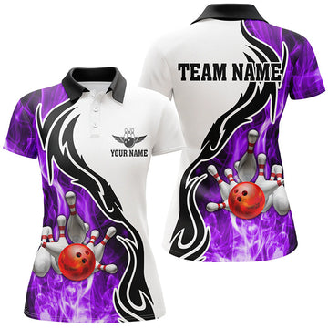 Women's Purple Bowling Polo Shirt - Custom Strike Team Jersey N6344