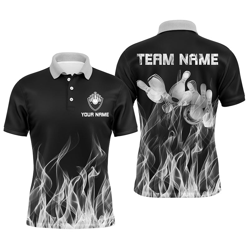 Men's White Flame Bowling Polo Shirt N6821