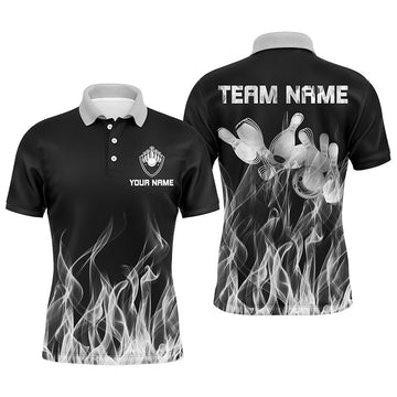 Men's White Flame Bowling Polo Shirt N6821