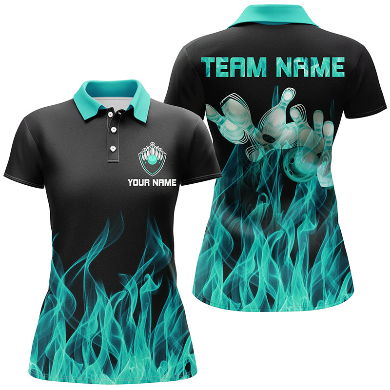 Turquoise Flame Women's Bowling Polo Shirt N6822