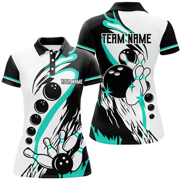 Turquoise Retro Bowling League Jersey for Women N8229