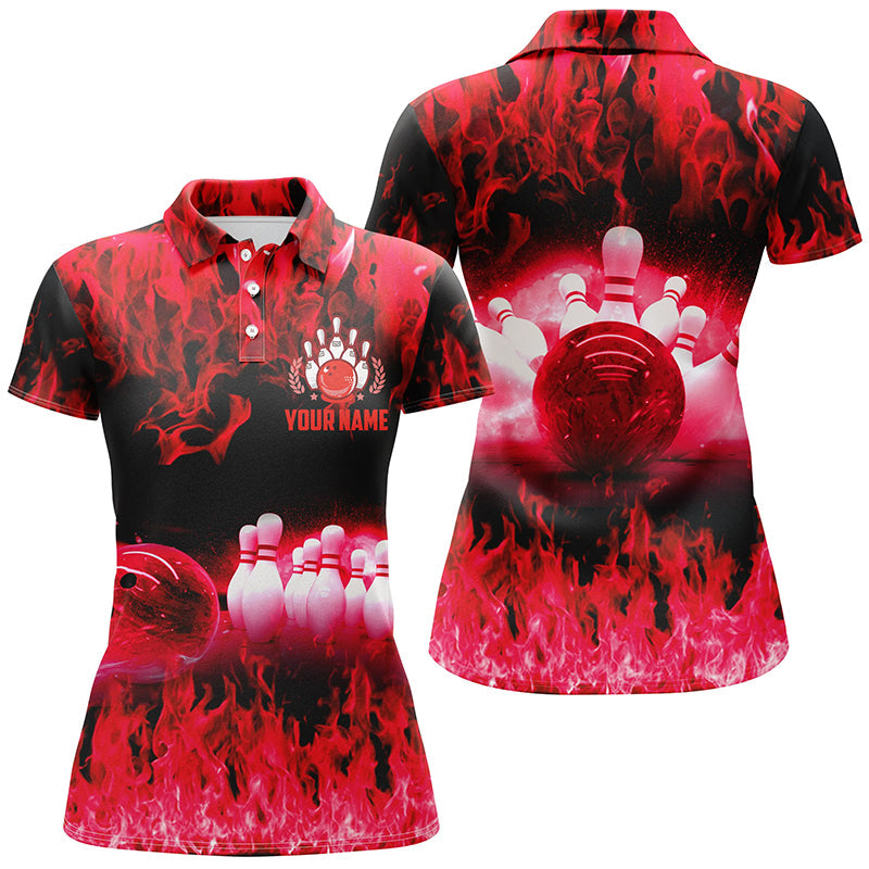 Red Flame Women's Bowling Polo Shirt - Personalised Team Uniform N6366