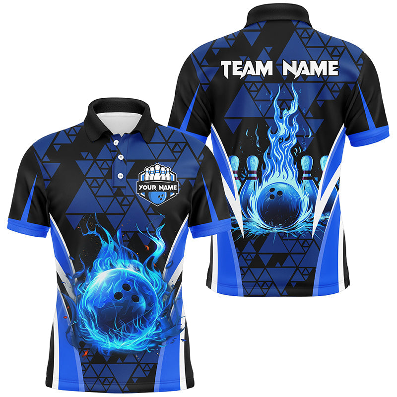 Men's Blue Flame Triangle Bowling Polo Shirt N7464
