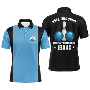 Men's Vintage Blue & Black Bowling Polo Shirt N6381