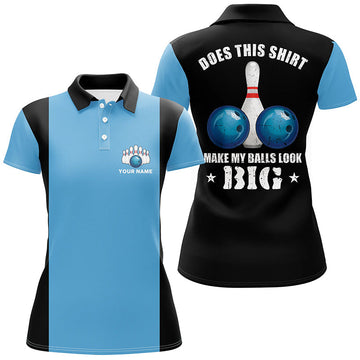 Women's Vintage Blue & Black Bowling Polo Shirt N6381