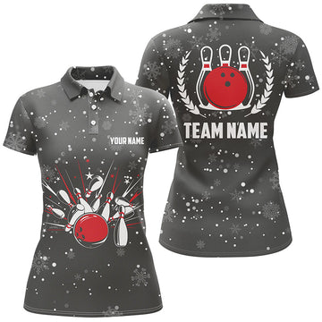 Women's Retro Bowling Polo Shirt - Custom Christmas Design N6592
