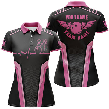 Custom Pink Short Sleeve Polo Bowling Shirt for Women N4556