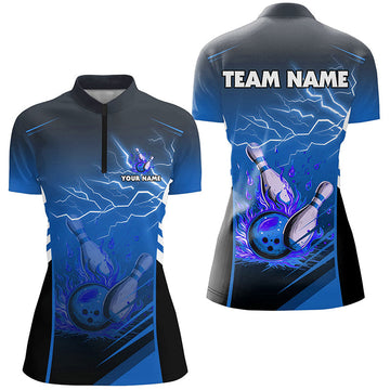 Blue Lightning Women's Bowling Quarter Zip Shirt N7477