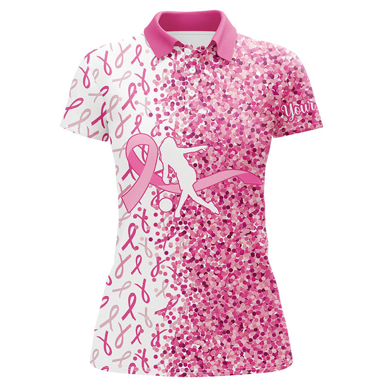 Pink Glitter Bowling Shirt for Women - Custom Breast Cancer Gift N8261