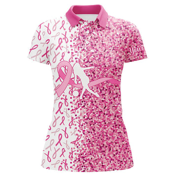 Pink Glitter Bowling Shirt for Women - Custom Breast Cancer Gift N8261