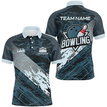 Men's Custom Blue Camo Bowling Polo Shirt N7481