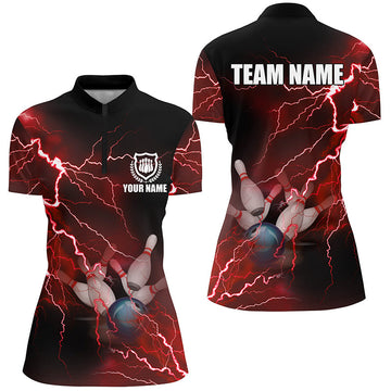 Women's Bowling Quarter Zip Red Lightning Jersey N6145