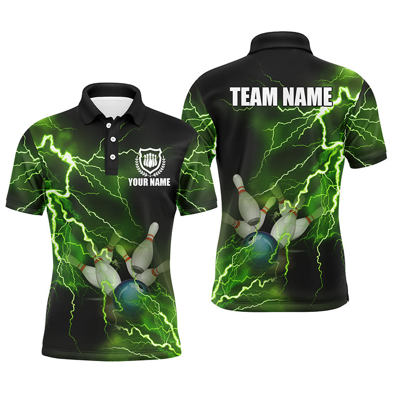 Men's Green Lightning Bowling Team Polo Shirt N6146