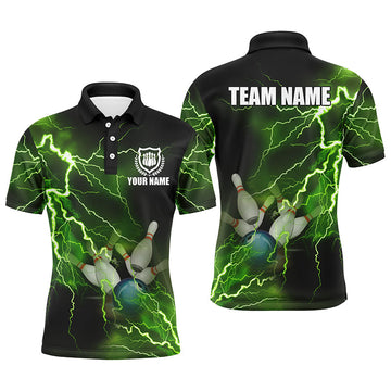 Men's Green Lightning Bowling Team Polo Shirt N6146
