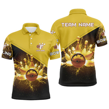 Men's Gold Lightning Bowling Team Polo Shirt N6383