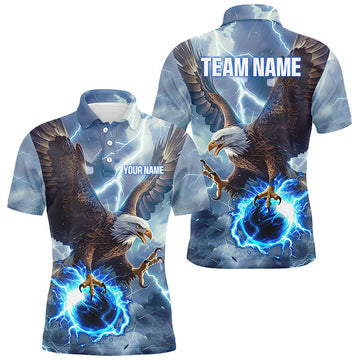 Men's Blue Lightning Bowling Polo Shirt N7488