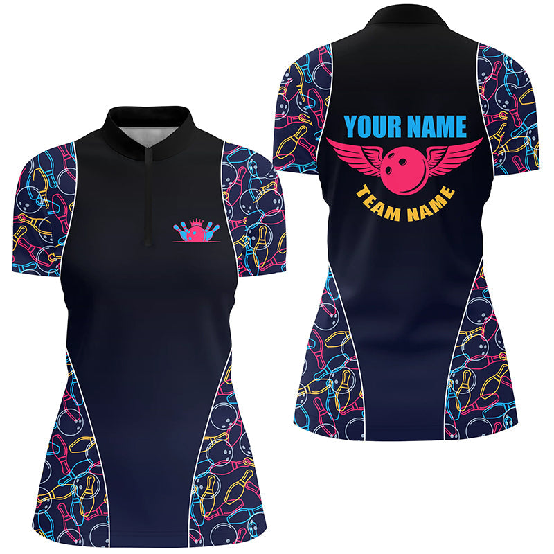 Personalised Women's Bowling Quarter-Zip Shirt N5492