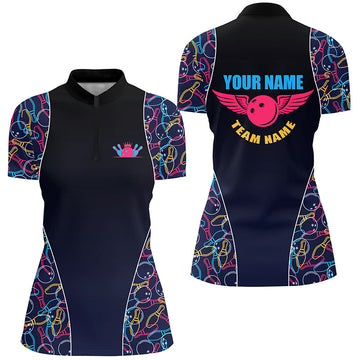 Personalised Women's Bowling Quarter-Zip Shirt N5492