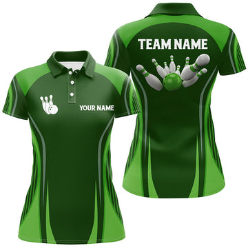 Women's Green Vintage Bowling Polo Shirt N6392