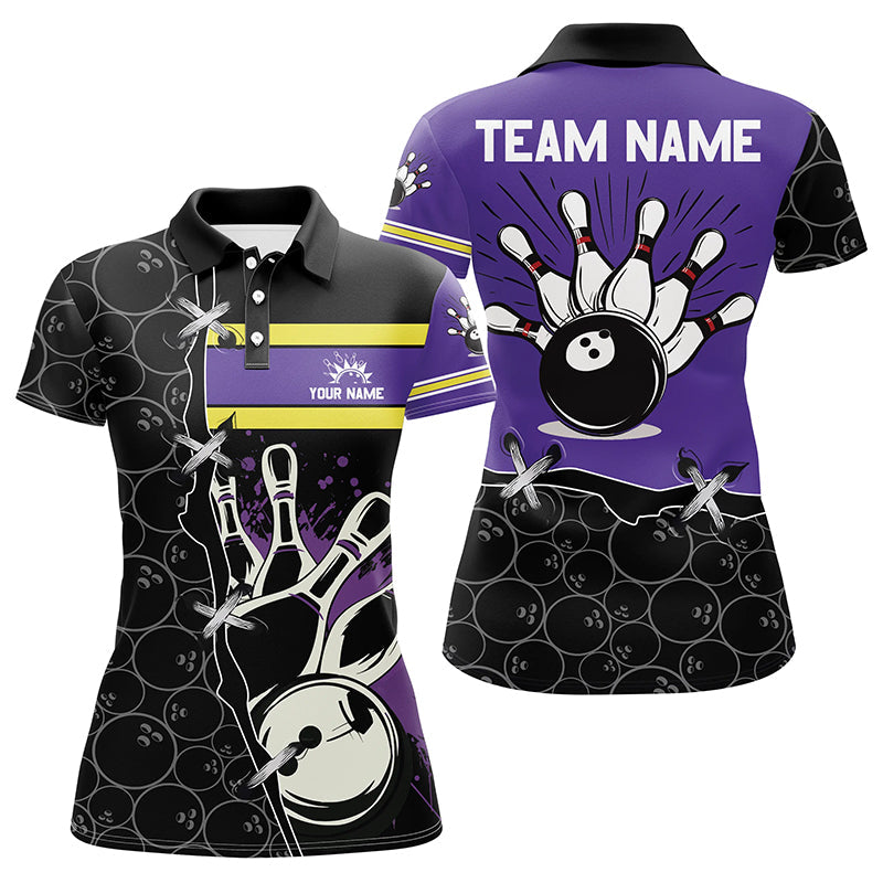 Women's Purple Camo Bowling Polo Shirt - Custom Team Jerseys N7306