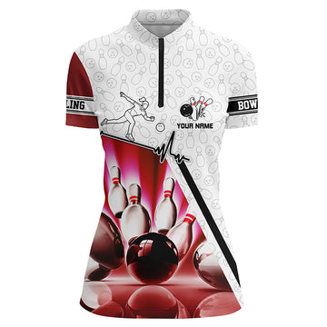 Personalised Pink Camo Bowling Quarter-Zip Shirt for Women N5970