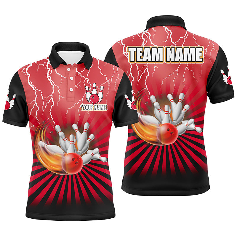 Men's Vintage Bowling Team Jersey - Red Lightning Storm N8282