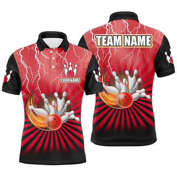 Men's Vintage Bowling Team Jersey - Red Lightning Storm N8282