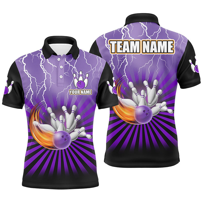 Men's Purple Bowling Team Jersey - Custom Lightning Storm Design N8283