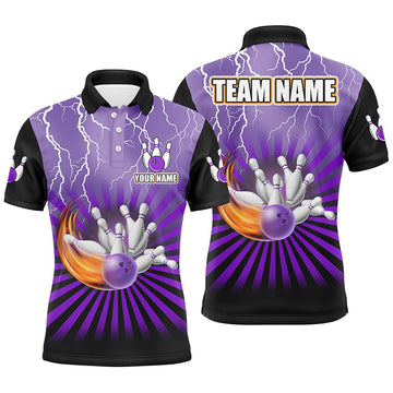 Men's Purple Bowling Team Jersey - Custom Lightning Storm Design N8283