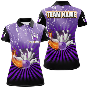 Women's Purple Vintage Bowling Team Jersey - Custom Lightning Storm N8283