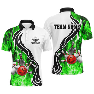 Men's Green Bowling Polo Shirt - Custom Strike Team Jersey N6405