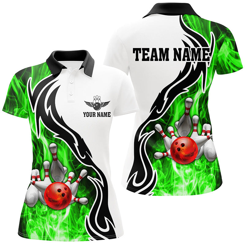 Women's Green Bowling Polo Shirt - Custom Strike Team Jersey N6405