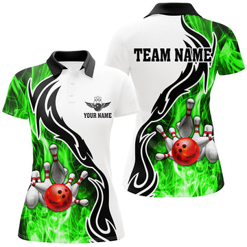 Women's Green Bowling Polo Shirt - Custom Strike Team Jersey N6405