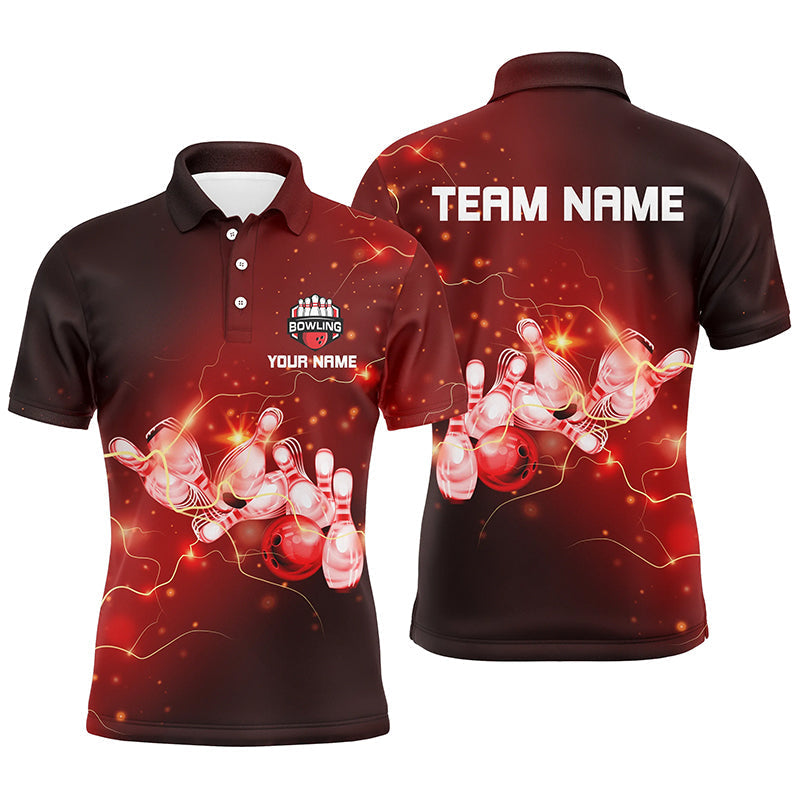 Men's Red Bowling Polo Shirt - Thunder Team N6637