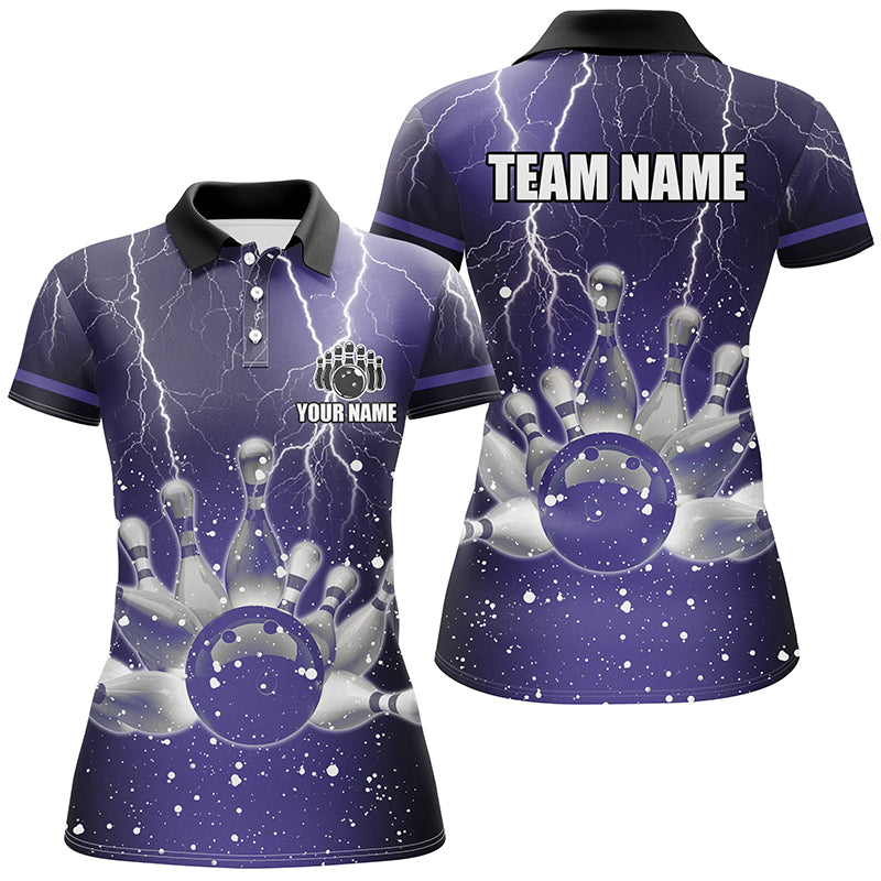 Purple Lightning Women’s Polo 1/4 Zip Bowling Jersey N7865