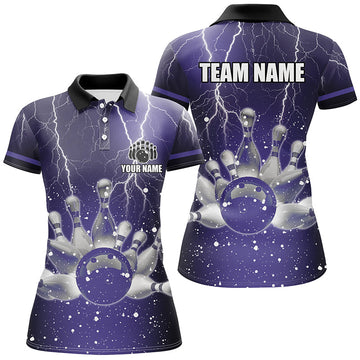 Purple Lightning Women’s Polo 1/4 Zip Bowling Jersey N7865