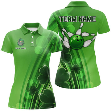 Women's Green Clover St Patrick's Day Bowling Shirt N8084