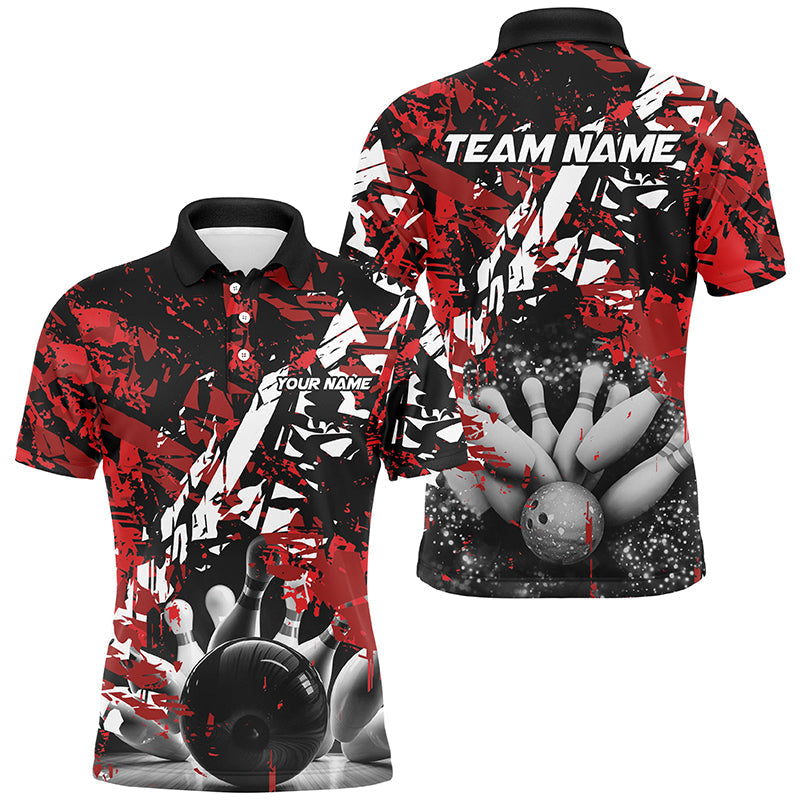 Men's Black & Red Camo Bowling Polo Shirt N7507