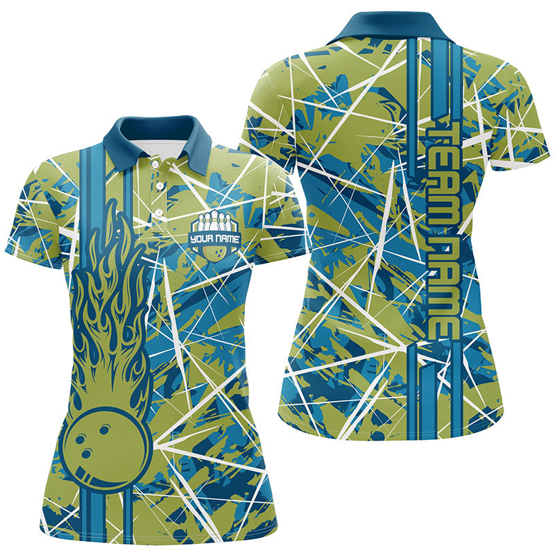 Green Camo Women's Bowling Polo Shirt N7508