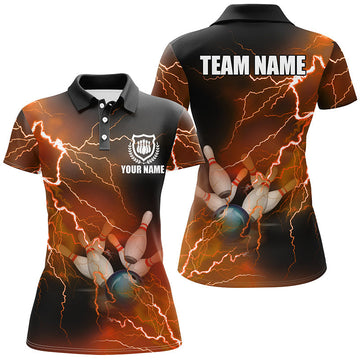 Women's Custom Orange Lightning Bowling Team Jersey N8317