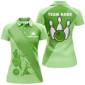 Custom Green Short Sleeve Polo Bowling Shirt for Women N5301