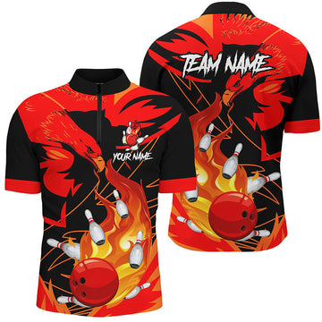 Eagle Flame Men's Red Bowling Quarter Zip Shirt N7514