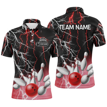 Men's Red Lightning Bowling Polo Shirt N6672