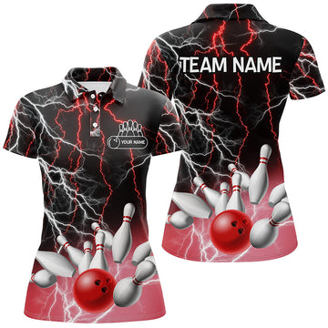 Women's Red Lightning Bowling Polo Shirt N6672