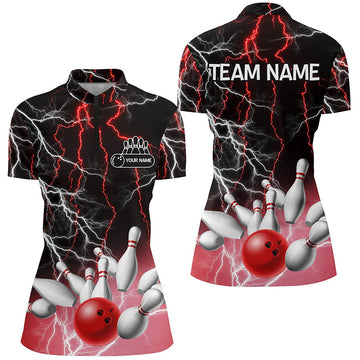 Women's Bowling Quarter Zip Red Lightning Jersey N6672