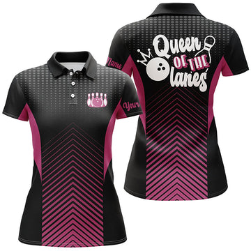 Women's Pink Bowling Polo Shirt - Queen of the Lanes N4687