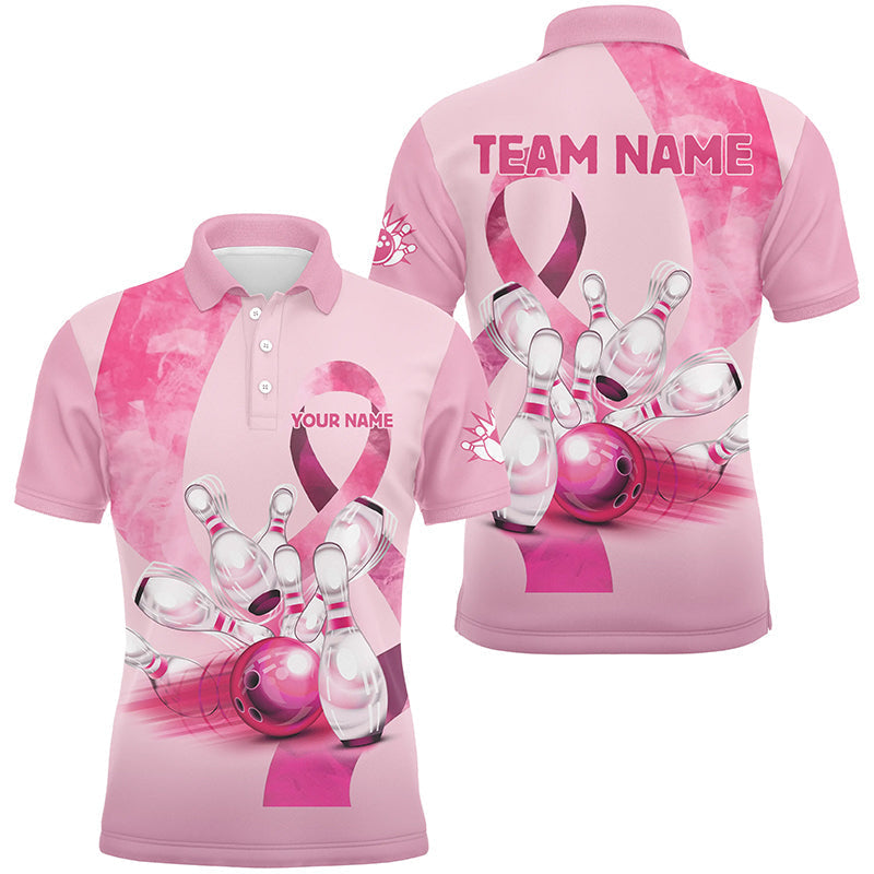 Men's Pink Ribbons Bowling Shirt - Breast Cancer Awareness N8124